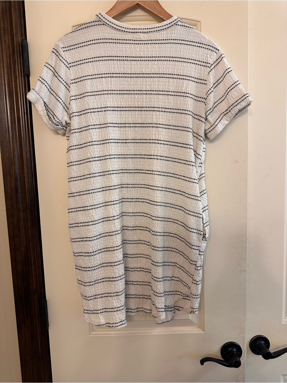 Women's White & Black Striped T-Shirt Dress